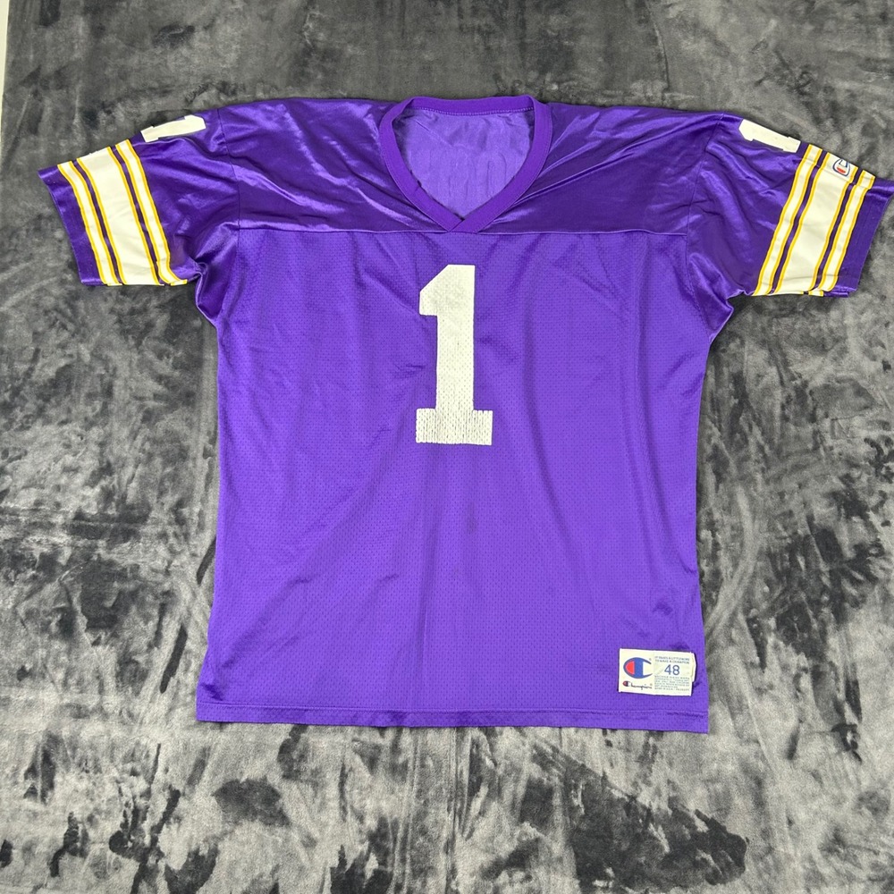 Champion Football Jersey Mens 48 Purple Warren Moon Minnesota Vikings Vintage 90